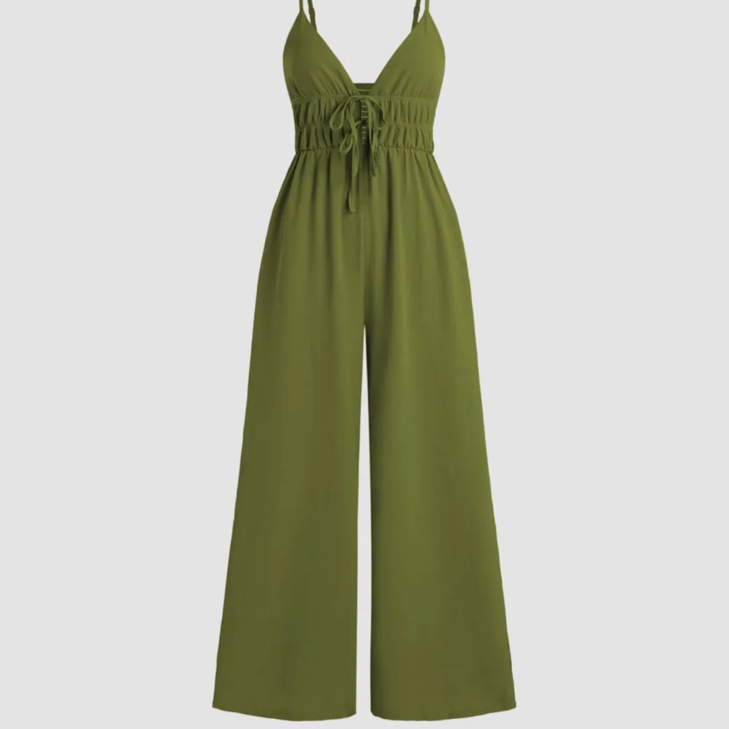 Solid V-Neck Jumpsuit